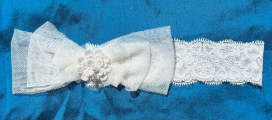 Antique White Headband With Crystal Cross
